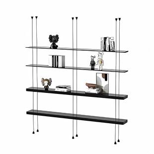 极简顶天立地圆管吊架置物架金属隔断装饰架书架展架不锈钢架子