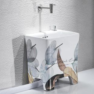 元 匠北欧高脚小号拖把池家用阳台卫生间拖布池陶瓷墩布池33×27