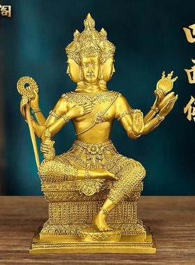 聚鑫阁全铜泰国四面佛像摆件大梵天王神像客厅酒店有求必应工艺品