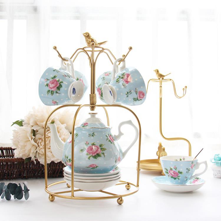 咖啡杯架子欧式轻奢金属家用杯碟收纳挂架客厅餐桌水壶杯子置物架