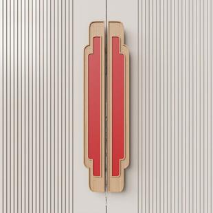 极简实木玻璃门拉手酒店会议室实木门把手推拉门刻字胡桃木大拉手