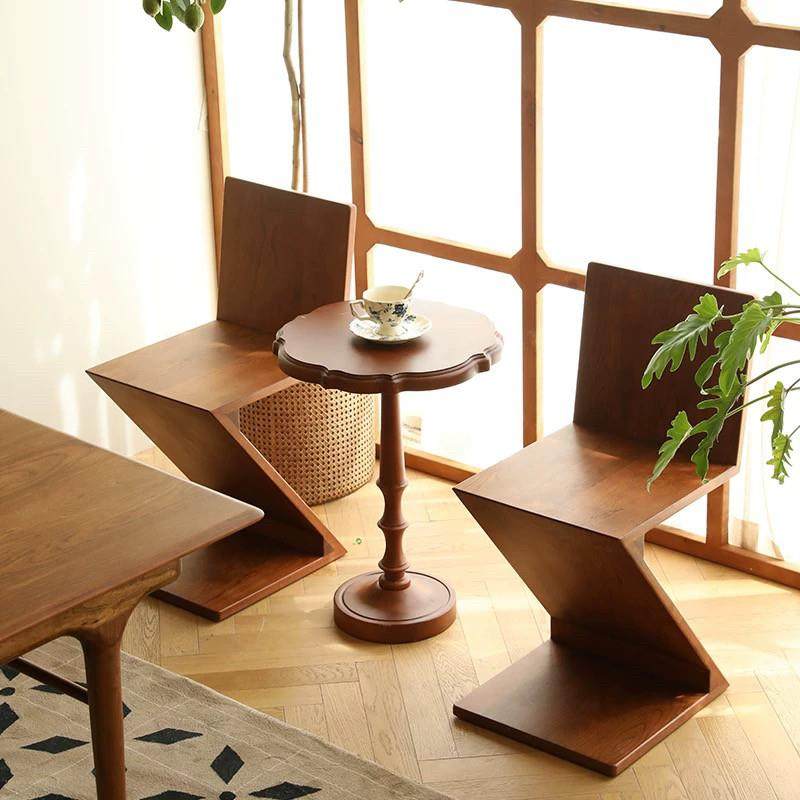 意式吧台餐椅Z字椅轻奢家用中古实木极简设计师创意异型化妆凳子,住宅家具,餐椅,淘宝优惠券,粉丝福利购,淘宝优惠卷