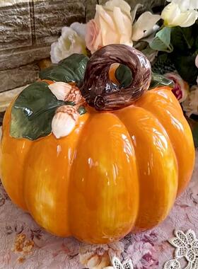 桔色南瓜摆件陶瓷装饰品客厅电视柜酒柜玄关家居饰品创意轻奢高档