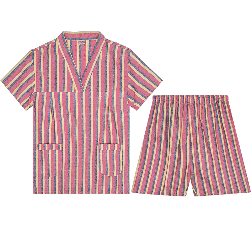 纯棉汗蒸服 女情侣装 桑拿服浴服男汉蒸女衣服洗浴胸部双层格子衫