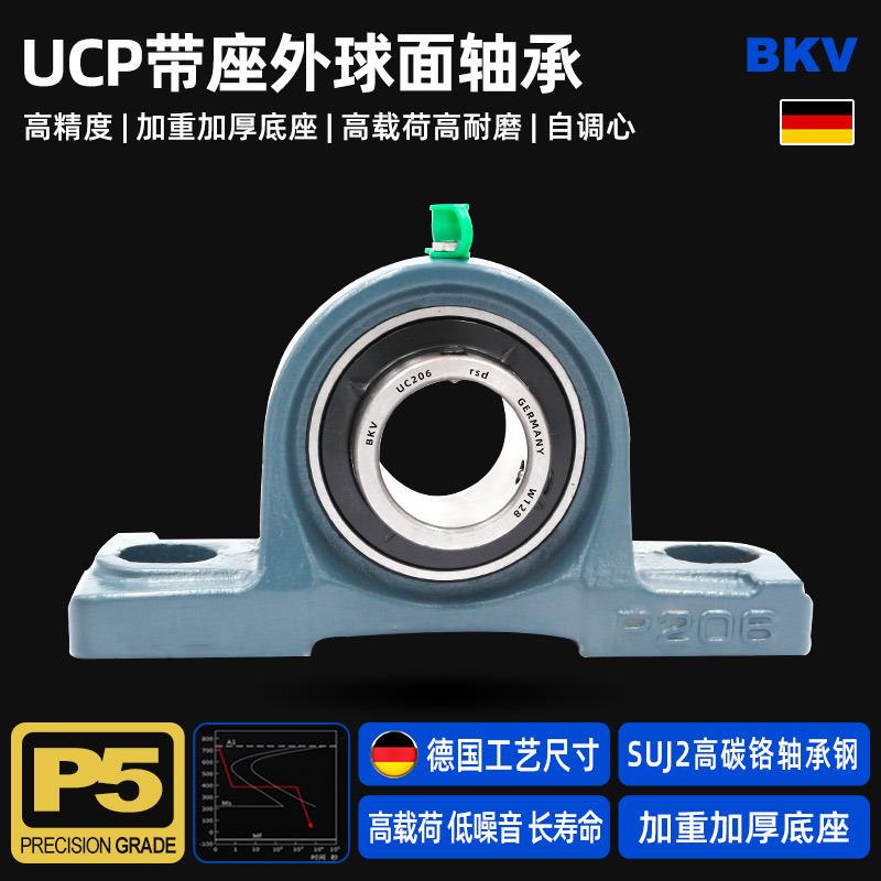 进口BKV外球面UCP204带座轴承205立式P型206P207P208P209P210P211