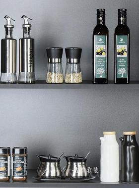 简约现代样板房展厅厨房厨柜摆件油壶调味罐创意软装玻璃道具组合