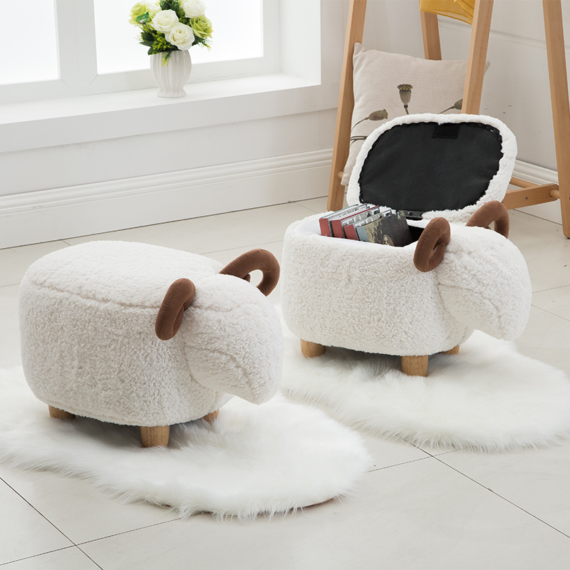 创意小羊换鞋凳穿鞋凳家用储物凳矮脚凳沙发凳动物收纳凳子试鞋凳