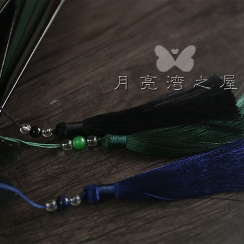 月亮扇 复古风6.3寸女扇男扇夏季日用扇汉服扇礼品折扇携带小扇黑