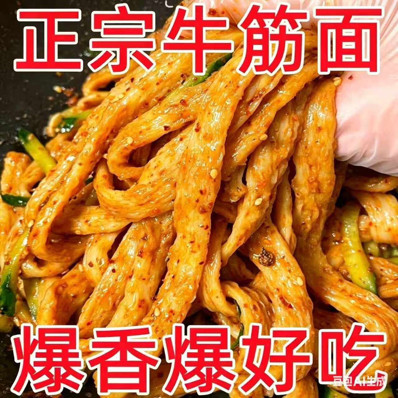无添加干牛筋面批发免煮凉拌面筋凉皮小吃店专用纯手工自制辣条
