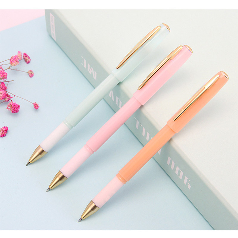 文明商务中性笔 清新果冻色笔杆0.5mm黑色签字笔防水不洇纸碳素笔