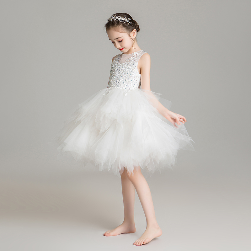 儿童礼服女童公主裙蓬蓬纱小孩花童婚纱钢琴演出服高端洋气走秀夏