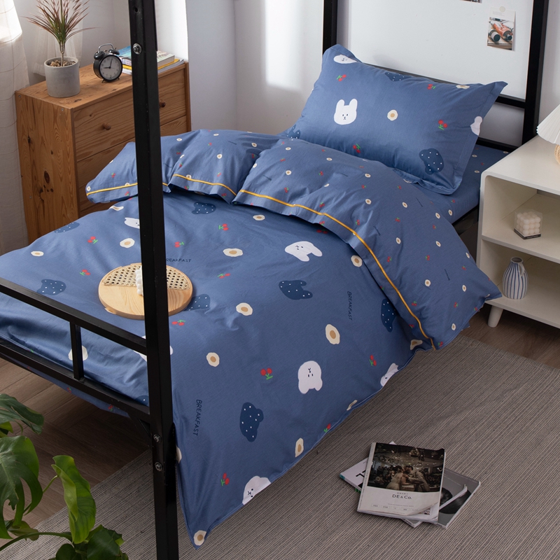 全棉学生宿舍床上三件套用品纯棉床单被套1.2m单人床被罩被褥套装