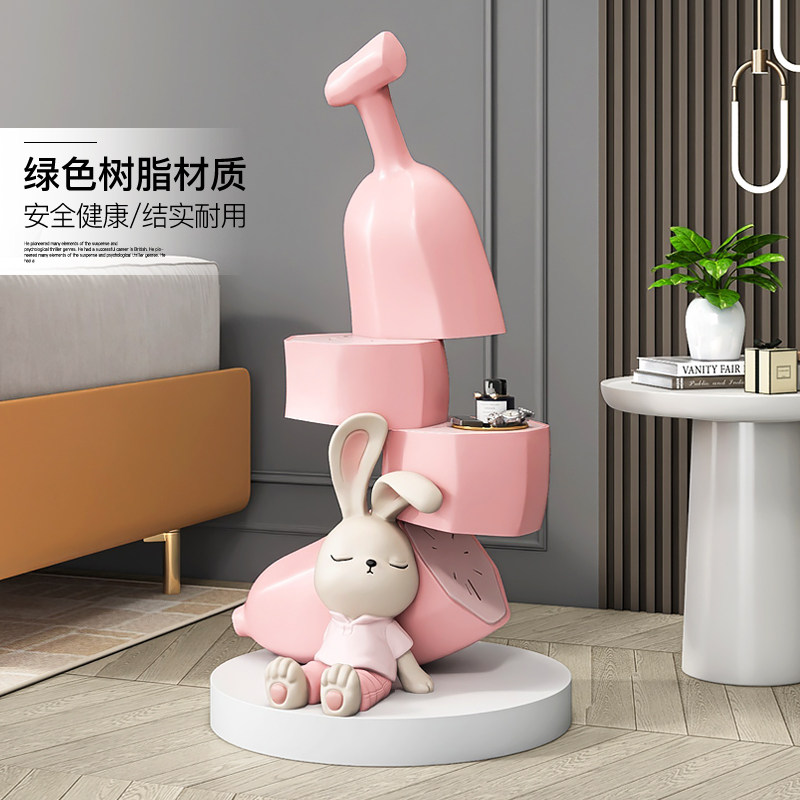 卡通兔子落地摆件大型托盘客厅电视柜装饰品沙发边几乔迁新居礼品