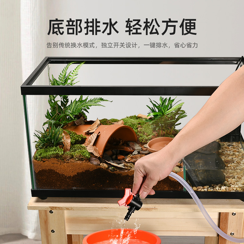 乌龟饲养缸带盖子黄缘龟专用缸半水龟生态造景养殖箱安缘水陆两栖