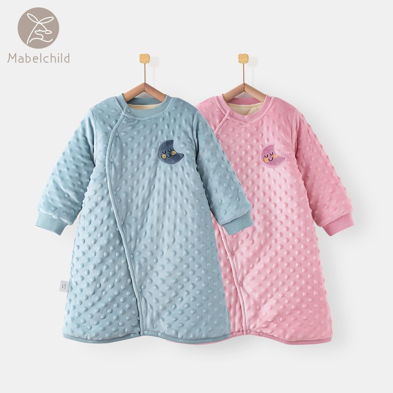 宝宝睡袍秋冬加厚保暖衣服男女儿童家居服睡裙防踢棉服婴儿睡衣