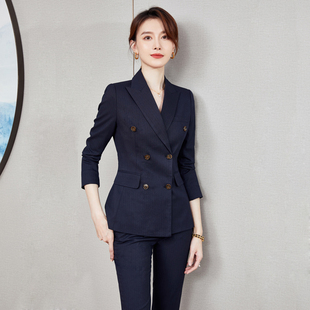 气质职业装 条纹西装 总裁高定西服女时尚 女秋冬新款 工作服高端 套装