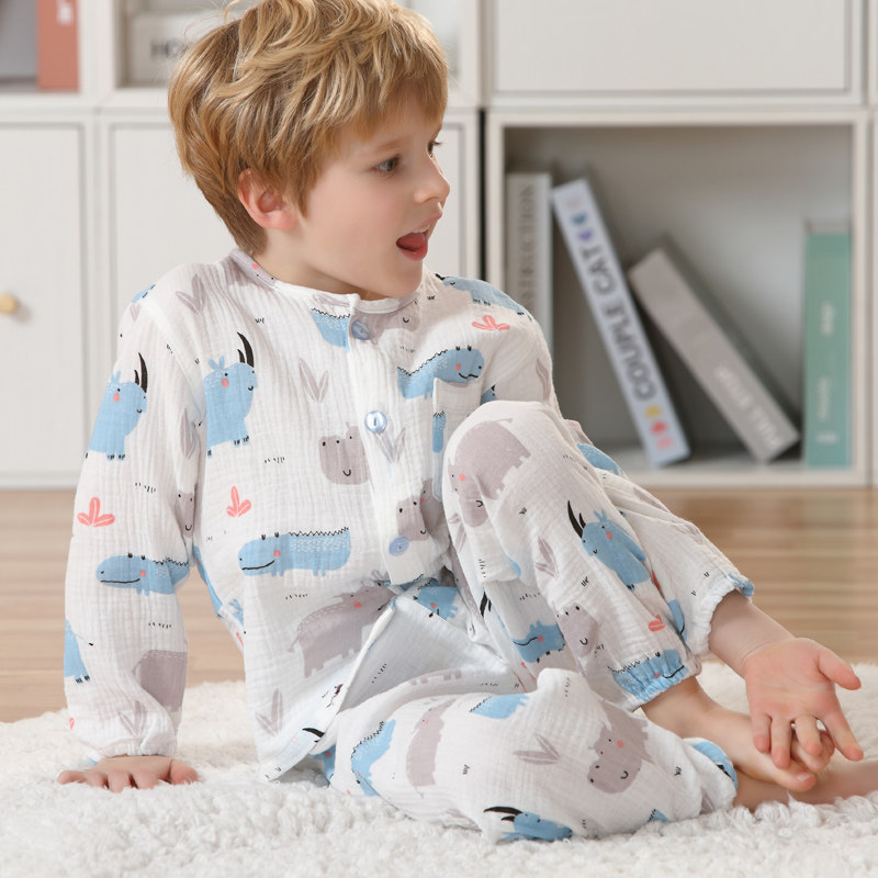 儿童夏季薄款纯棉纱布水洗起皱全棉男童睡衣套收口式防蚊服家居服,童装/婴儿装/亲子装,家居服套装,淘宝优惠券,粉丝福利购,淘宝优惠卷