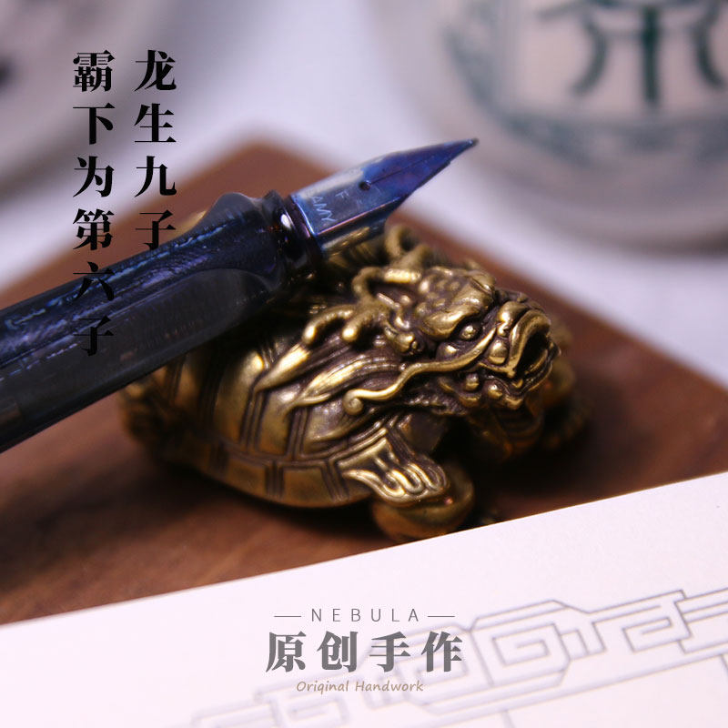 纯黄铜复古做旧手工空心招财龙龟摆件个性茶宠玄武文房镇纸手把件