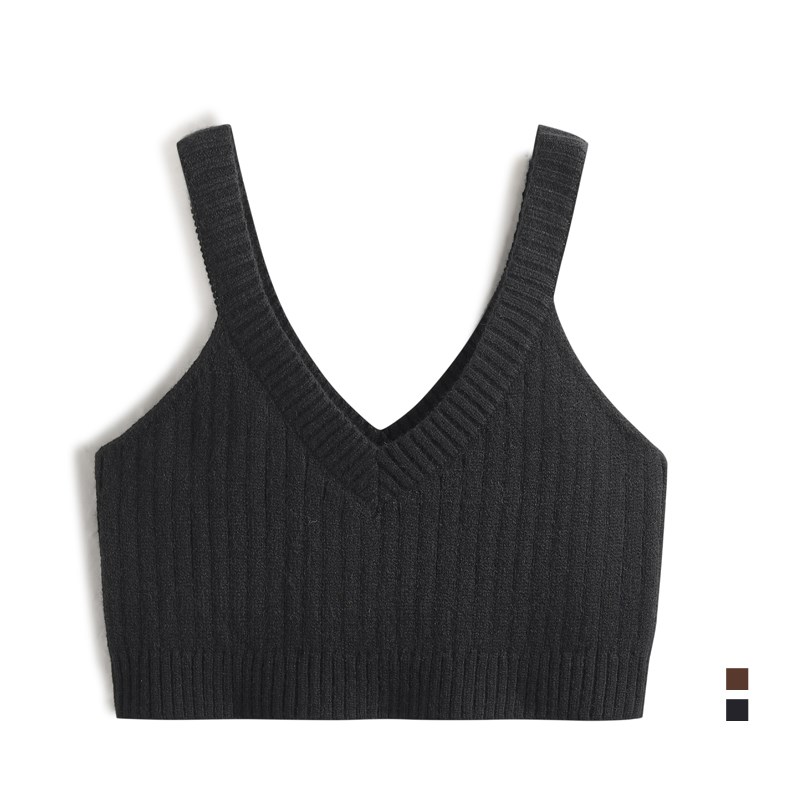 搭配衬衣吊带小背心女春秋外穿短款针织马夹叠穿双V外搭上衣马甲