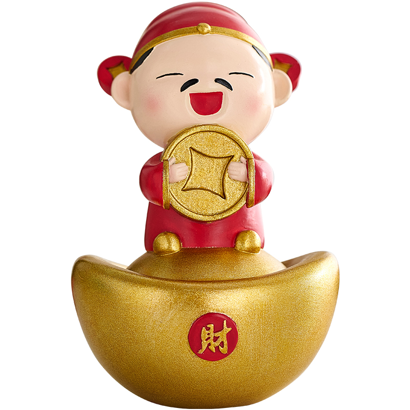 创意财神爷小摆件办公室工位桌面装饰品可爱家用客厅招财店铺开业