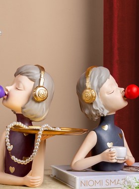 泡泡女孩创意摆件家居装饰品电视柜北欧轻奢客厅摆设生日结婚礼物