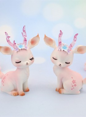 北欧可爱小鹿汽车内饰品车载摆件少女心房间布置卧室床头装饰摆件