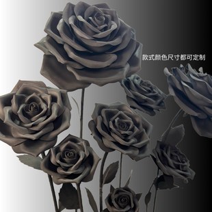 黑色巨型手工玫瑰花婚庆户外防水eva纸艺花橱窗布置服装店装饰