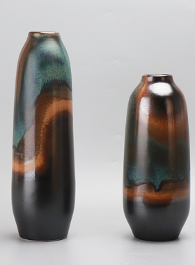 新中式陶瓷山水间花瓶摆件客厅插花轻奢北欧创意简约花器装饰品