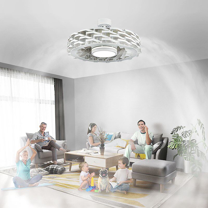 佑家无叶吊扇灯隐形风扇灯北欧餐厅客厅卧室简约时尚吸顶电扇吊灯