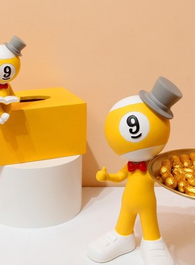 台球桌公仔装饰品桌球糖果盘俱乐部周边黑八摆件客厅开业生日礼物