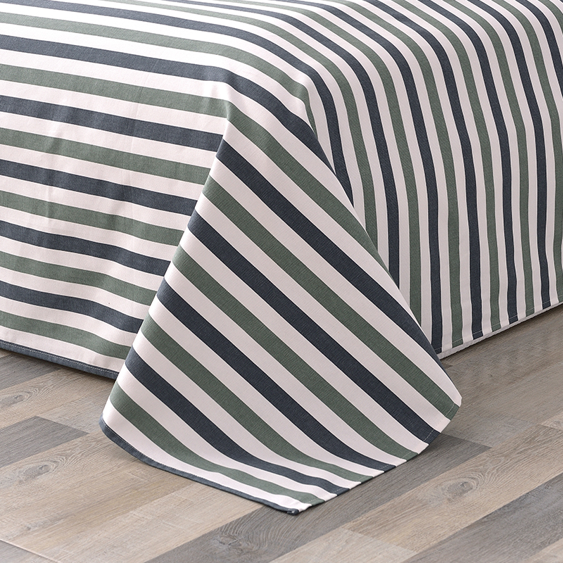 纯棉帆布老粗布沙发布料床单面料宽幅加厚条纹全棉布料床单三件套