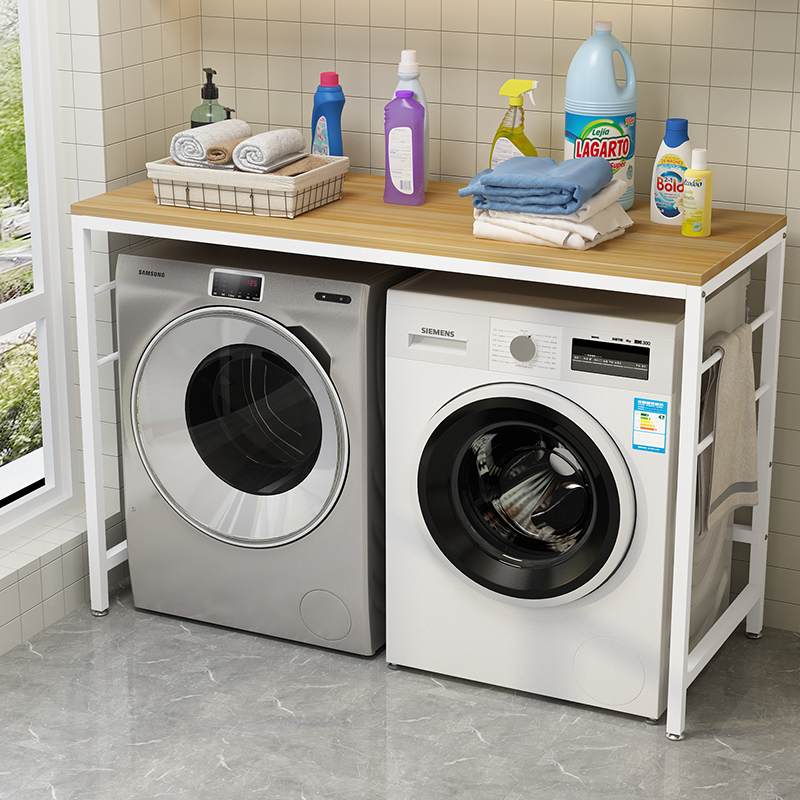 洗衣机置物架双滚筒上方免打孔阳台储物落地烘干机微波炉单层架子