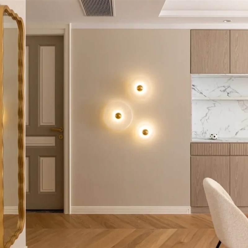 云石包豪斯中古客厅餐厅卧室床头背景墙玄关进门厅隔断壁灯具装饰