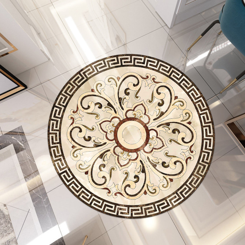 客厅门口入户地砖地板贴纸防滑耐磨自粘圆形欧式拼花瓷砖贴墙壁纸