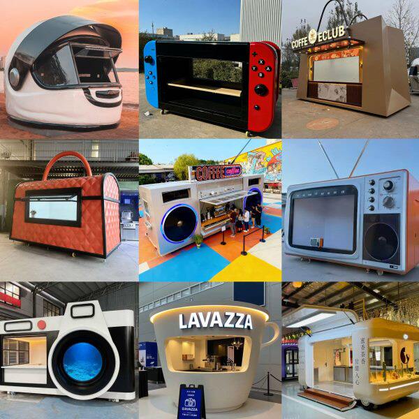 景区商业街商用头盔多功能售卖亭创意巨型手提袋包移动网红餐车