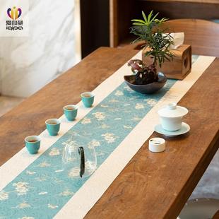 禅意防滑茶席高端防水桌旗茶桌垫布茶室茶台茶几桌布 松梅纹新中式