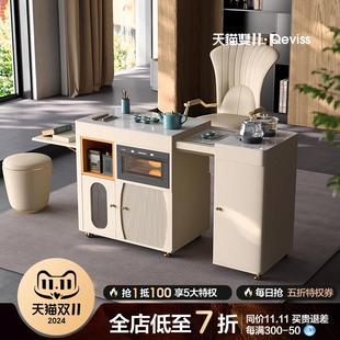 小户型泡茶一体茶台 家用阳台奢石岩板茶桌可移动伸缩茶车极简时尚