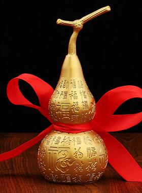 黄铜百福葫芦创意家居茶几电视柜摆件沙金金属工艺品铜器小摆件