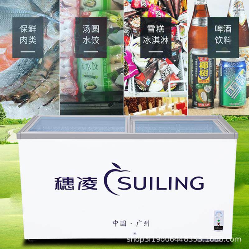 穗凌冰柜商用卧式冷藏冷冻展示柜小型雪糕玻璃门啤酒水柜养鱼冰箱图片
