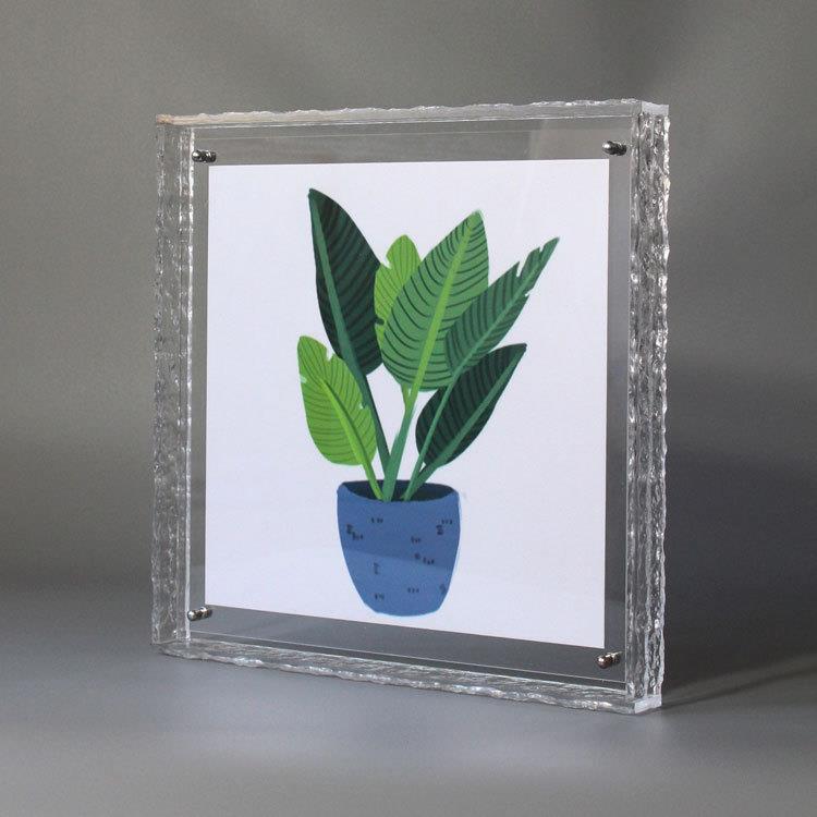 彩色半透明石头纹亚克力相框横竖可摆台牌亚克力展示架摆件托盘