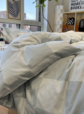 is灰色大床上四件套全u棉1.5m米被套床单三件套宿舍公寓