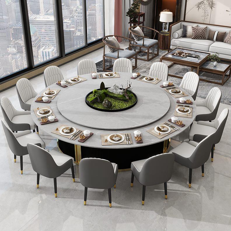 饭店20厢包商用火锅桌转盘板人电动岩会所酒店餐桌大圆桌桌椅组合