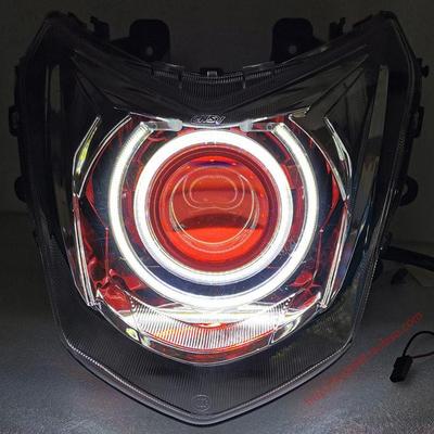 适用CNSY劲战 四代目大灯总成改装海5LED双光透镜氙气灯泡照明配