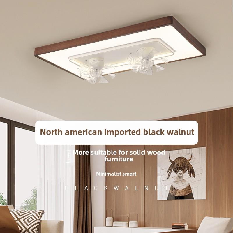 客厅风扇灯2025新款中国风实木卧室餐厅移动头风扇吸顶灯中山灯