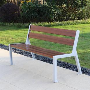 公园户外长椅实木长条凳带靠背小区公共座椅广场景区室外长条椅