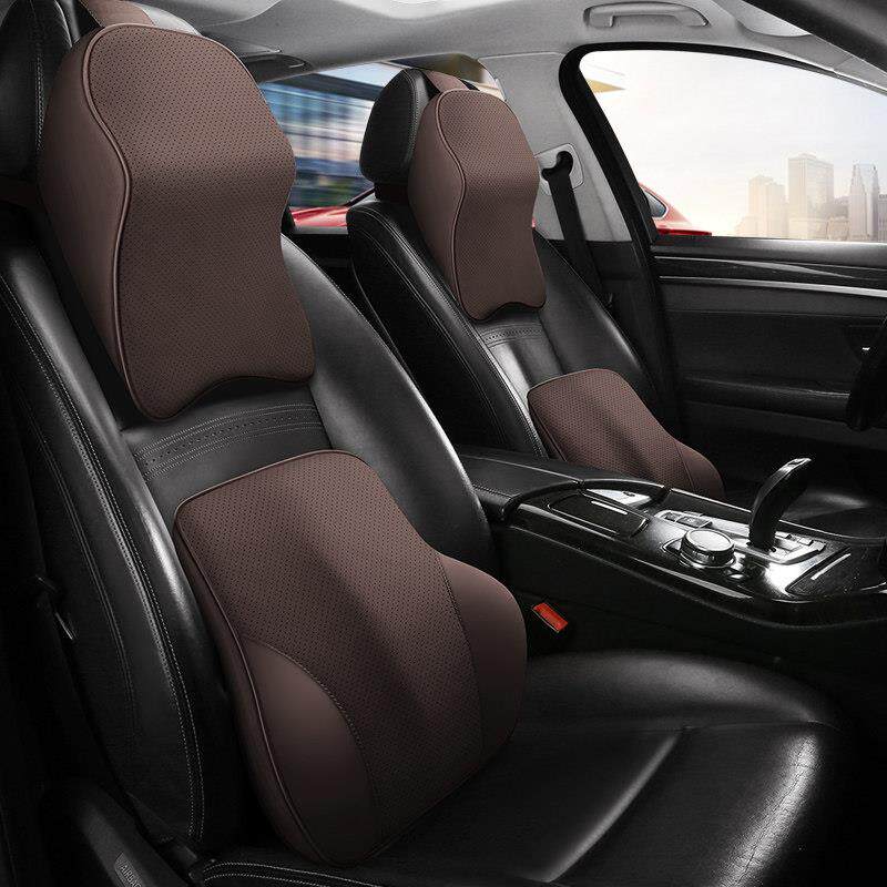 记忆棉汽车枕头腰靠支撑靠垫车用座椅乳胶头枕套装航空级车护颈枕