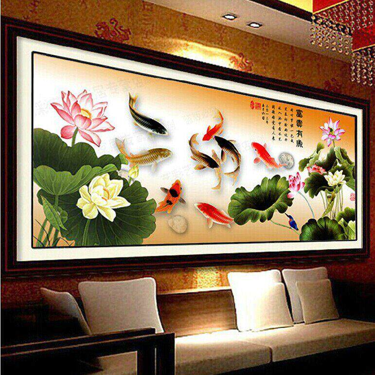 蒙娜丽莎十字绣2025新线刺绣客厅九鱼图片十字绣自绣手工大优雅