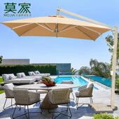 莫家户外不锈钢遮阳伞别墅庭院高端轻奢中式 大伞七字伞室外罗马伞