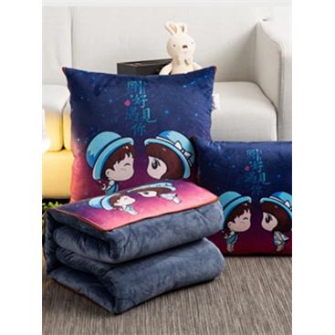 加厚抱枕被子两用珊瑚绒汽车靠垫被办公室多功能可折叠午休空调被