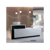 古橡木大理石纹公司前台黑金柚木精品深色形象台E1环保板夏特防潮